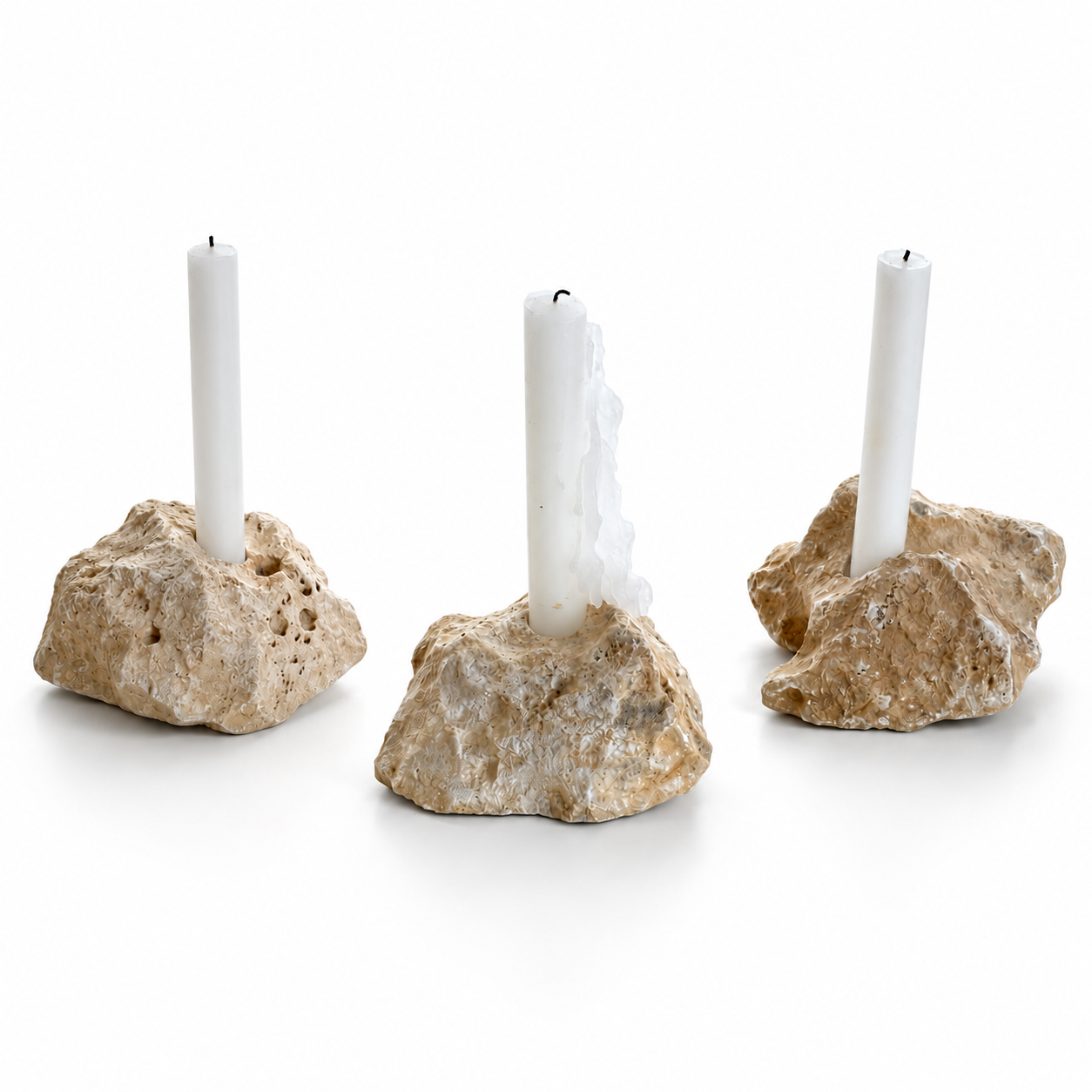 Castiçais em pedra natural, conjunto