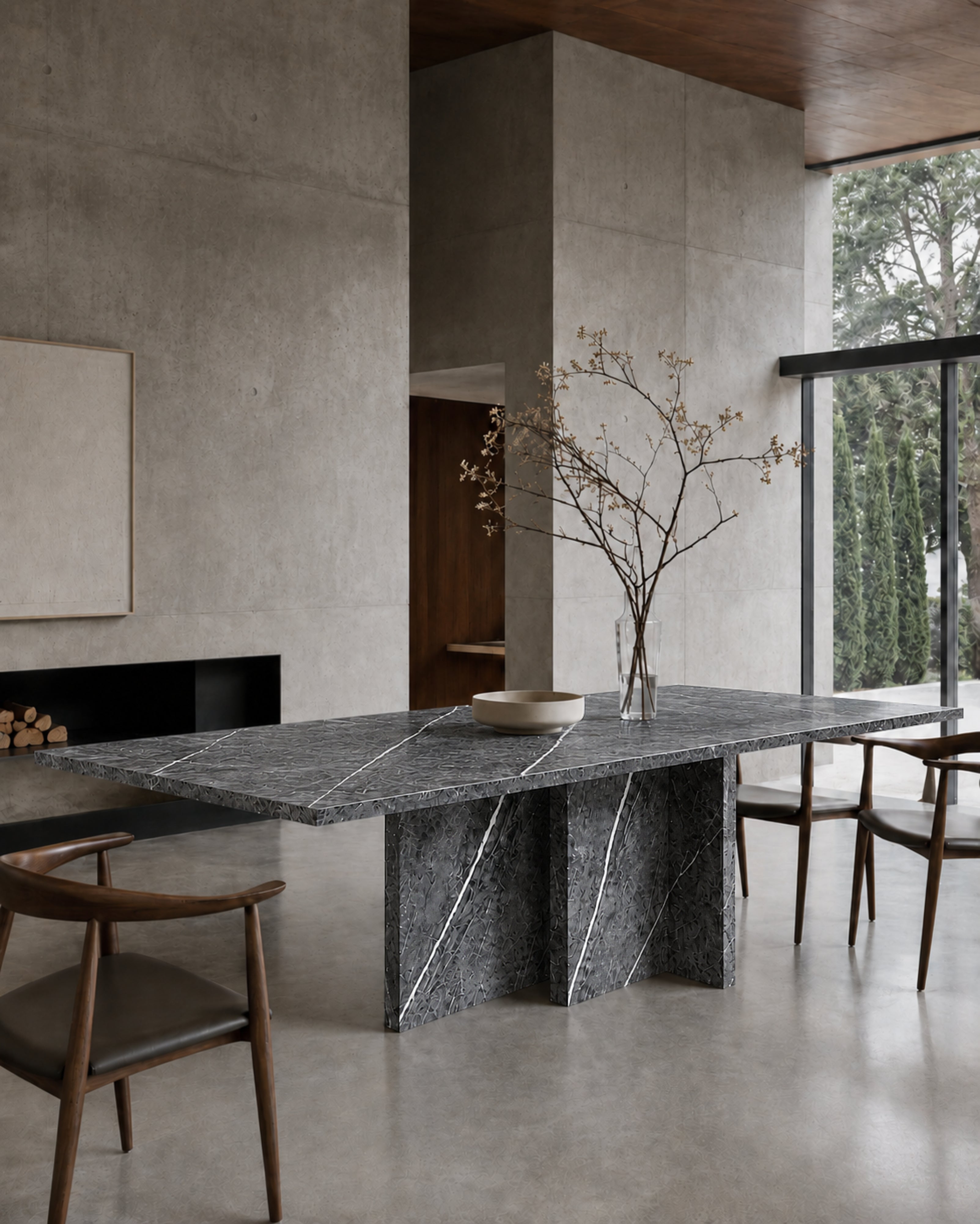 Mesa de Jantar Berlim em pedra natural, detalhe