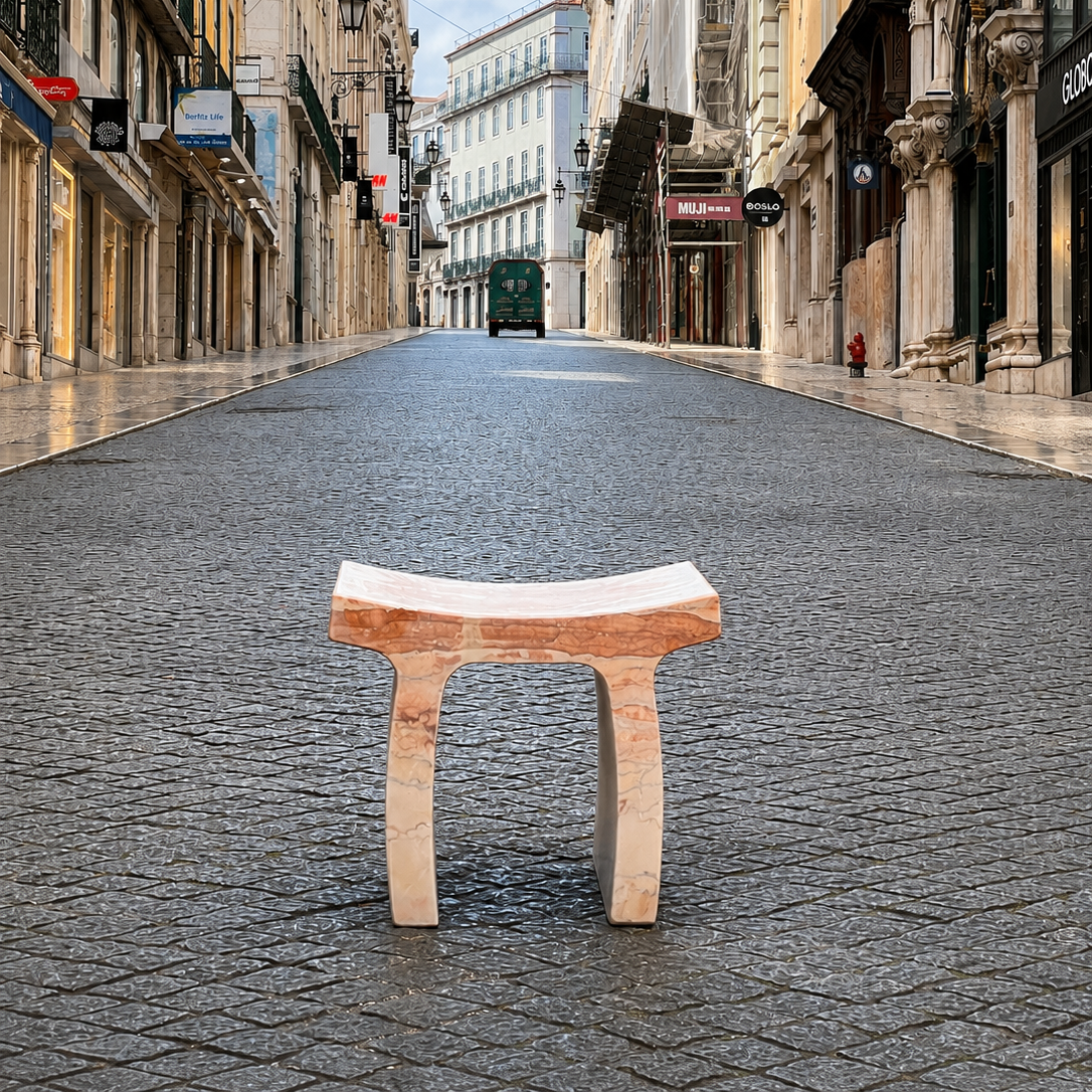 Stool Carmo em pedra natural, detalhe
