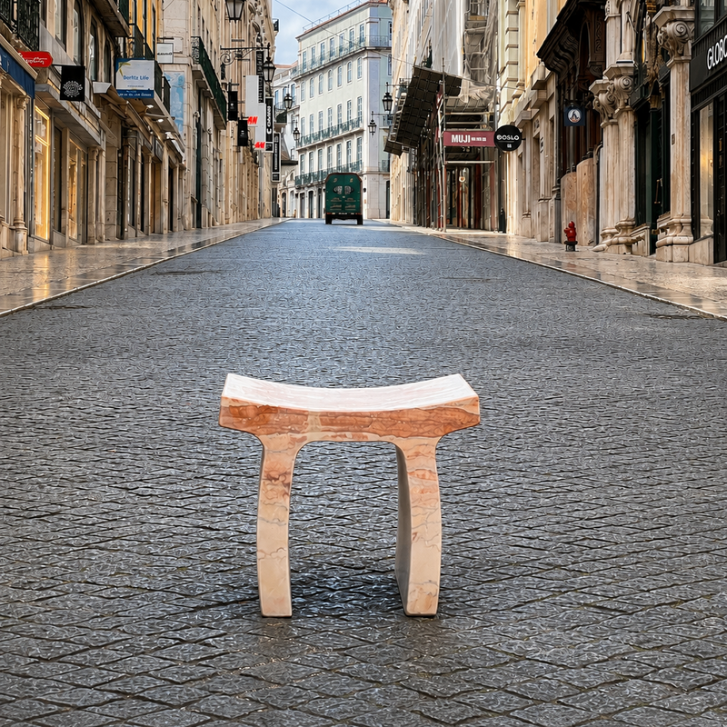Stool Carmo em pedra natural, detalhe