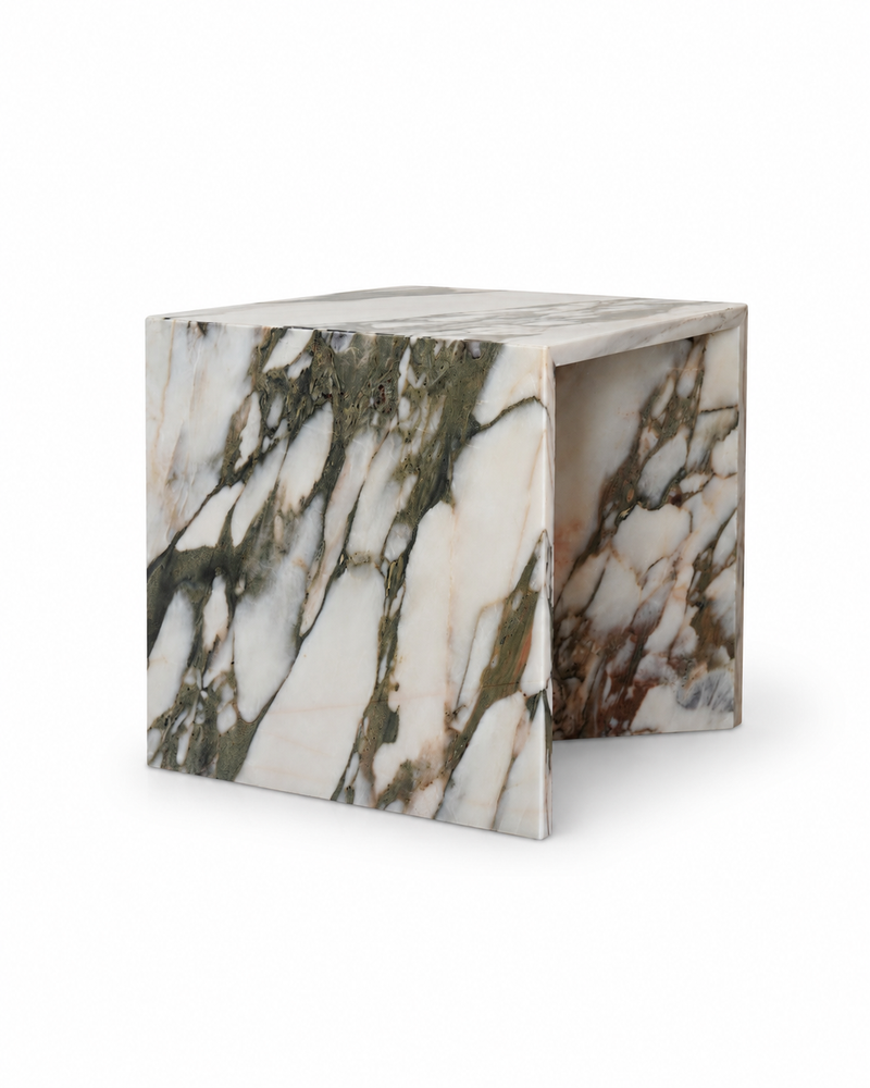 Mesa Lateral Box X em pedra natural, perspetiva