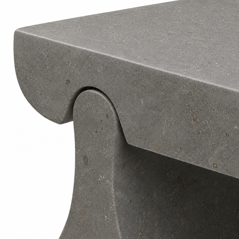 Detalhe da Mesa Lateral Rota em pedra natural